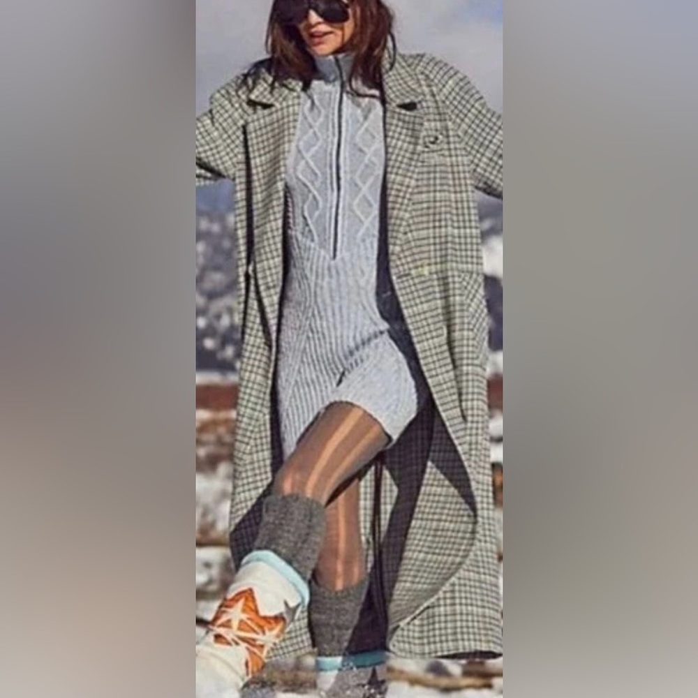Free People Duster Jacket Size Small Oversized Retail $228 Classic plaid coat